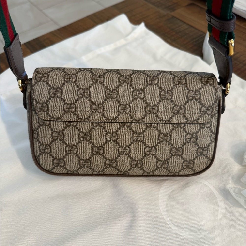 Gucci Monogram Beige and Brown Bag with Card Holder - Picture 14 of 14